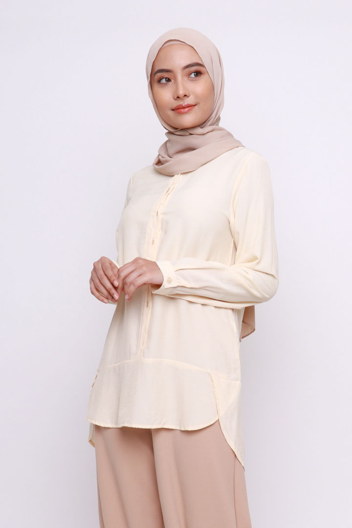 Vera Cotton Top Shirt Light Yellow Jasmina Malaysia