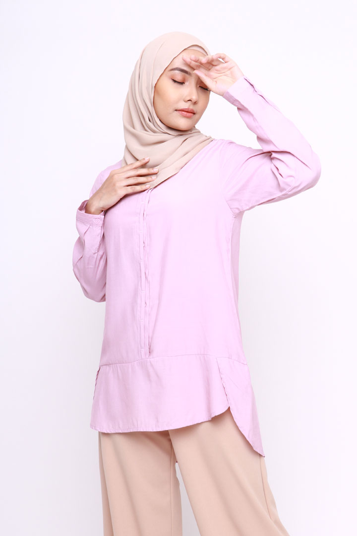 Vera Cotton Top Shirt Lilac New Jasmina Malaysia