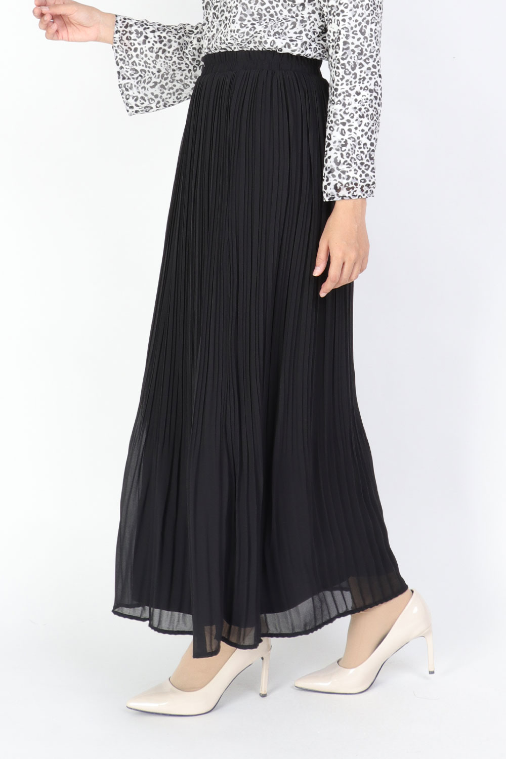 Isabella Plain Chiffon Skirt Black - Jasmina Malaysia