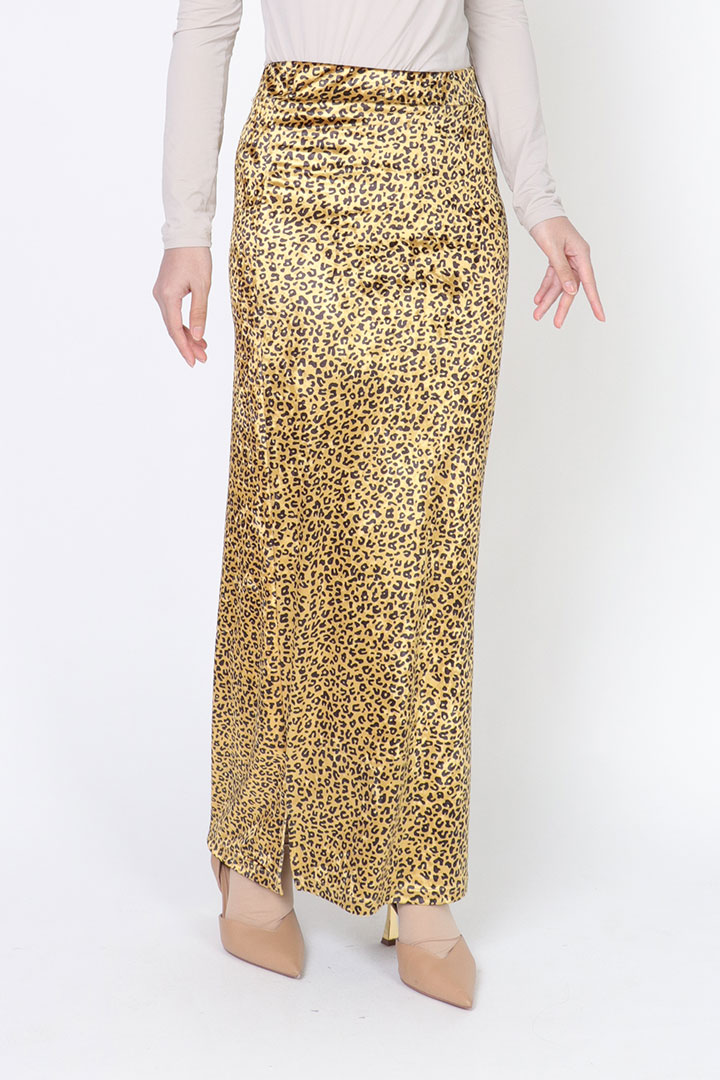 Jasmina - Leopard Velvet Skirt Yellow