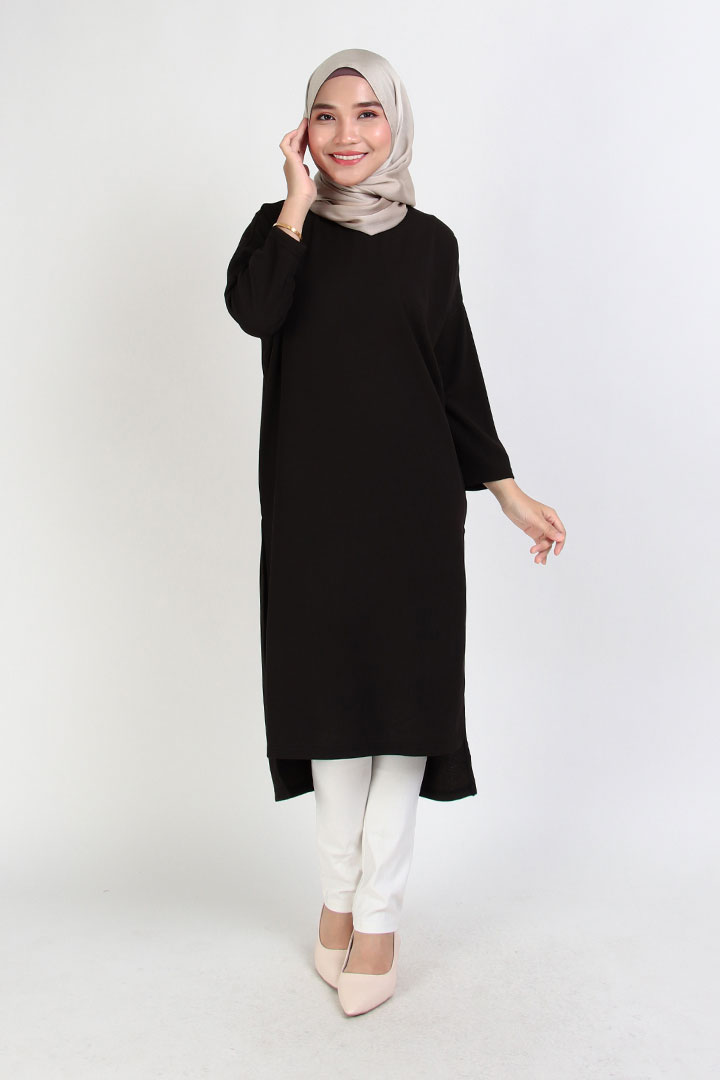 Karina Knit Long Blouse Black