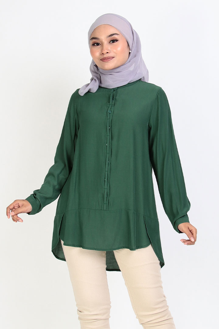Vera Cotton Shirt Dark Green New Jasmina Malaysia