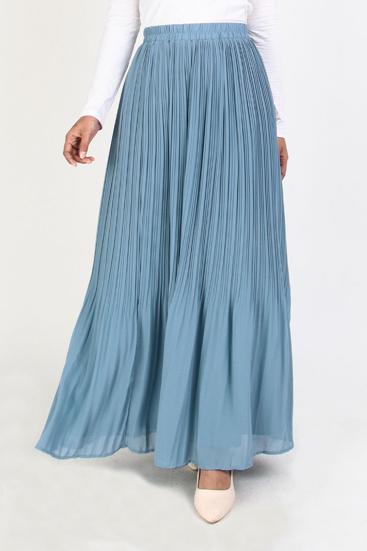 Isabella Plain Chiffon Skirt Dusty Blue Jasmina Malaysia