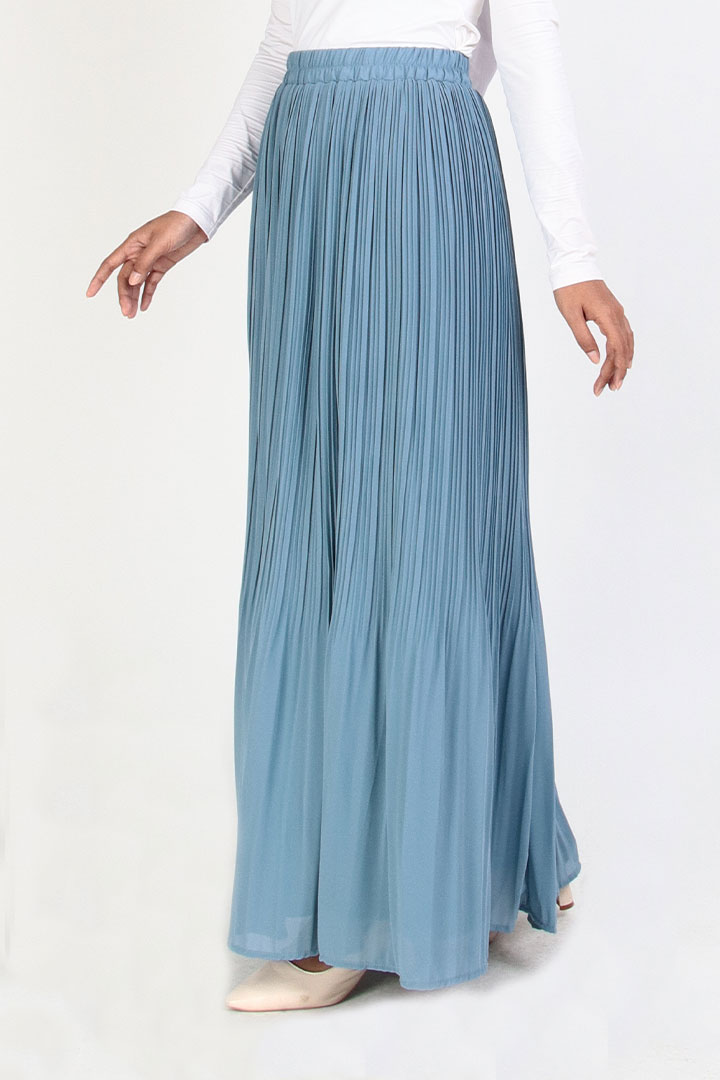 Isabella Plain Chiffon Skirt Dusty Blue- Jasmina Malaysia