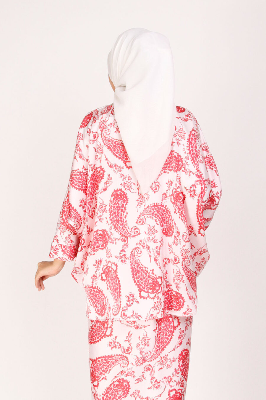 Dewi Printed Batwing Blouse White - Image 4