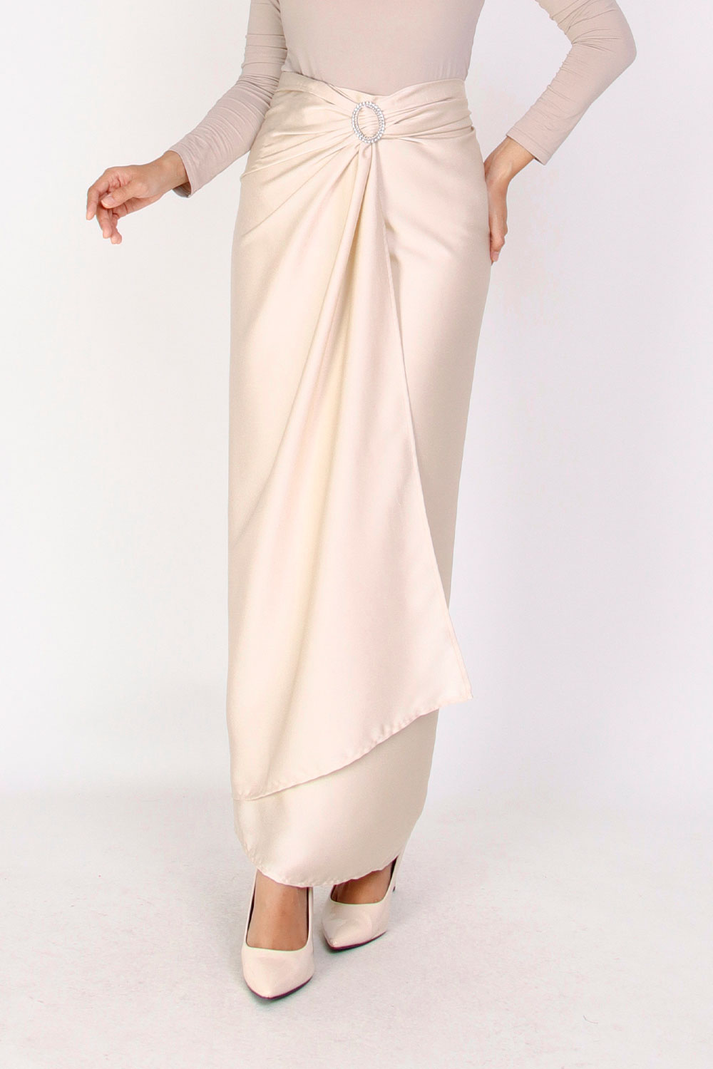 Jasmina - Dewi Plain Pario Skirt Beige