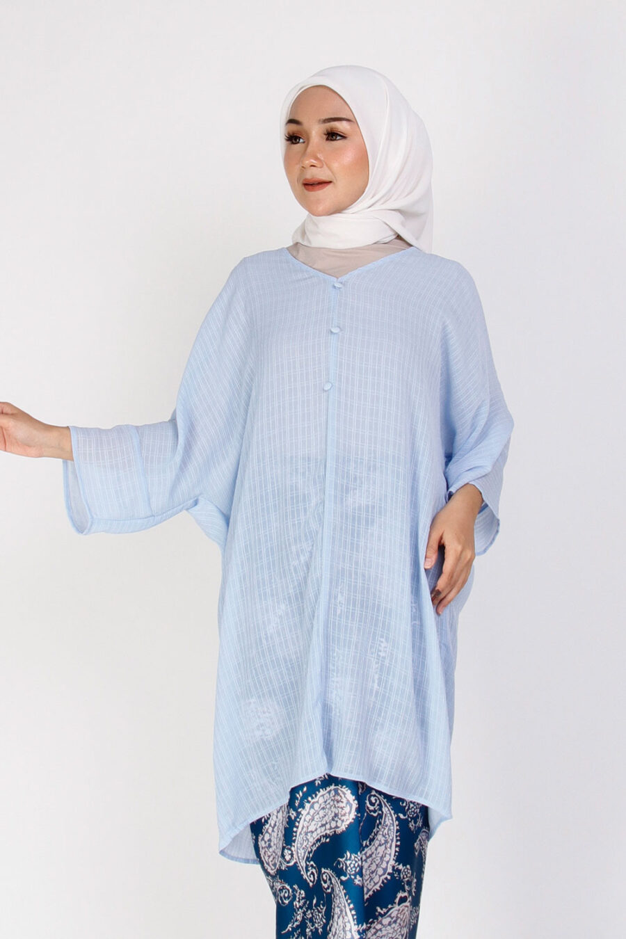 Suri Long Blouse Kaftan Light Blue