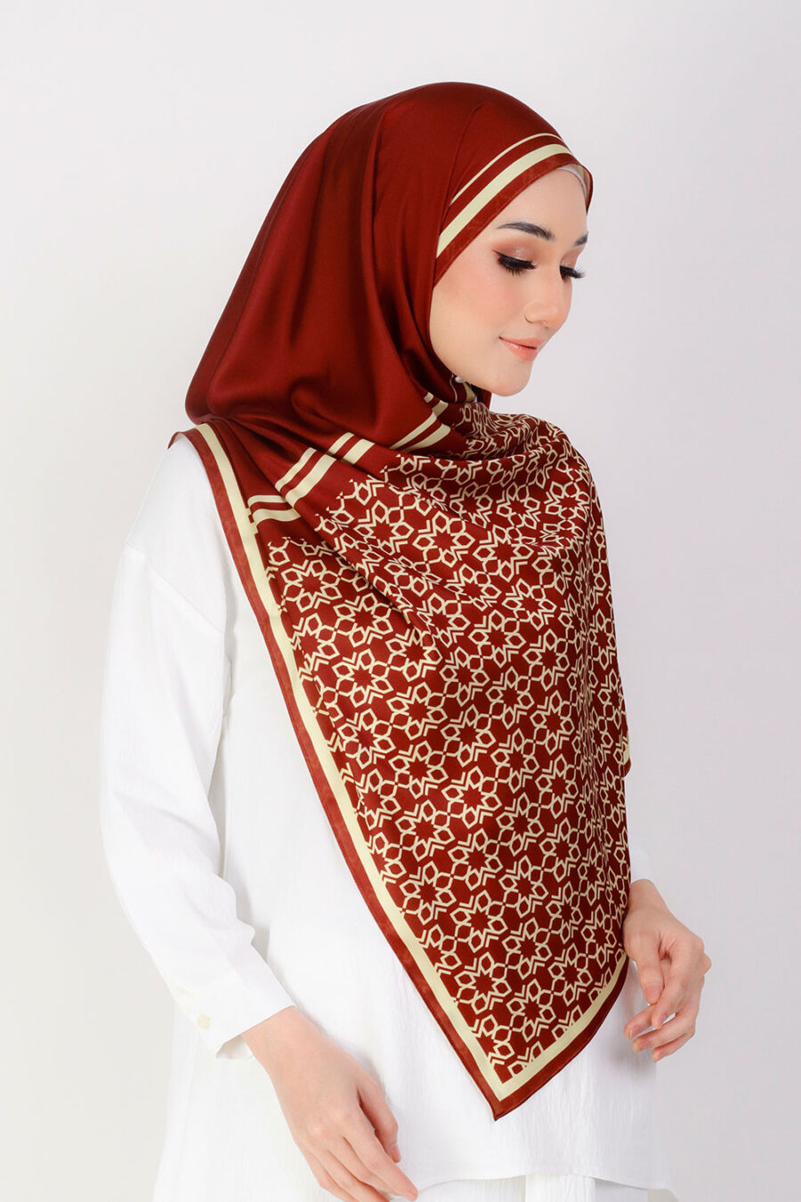 Zahra Printed Shawl Brick Red