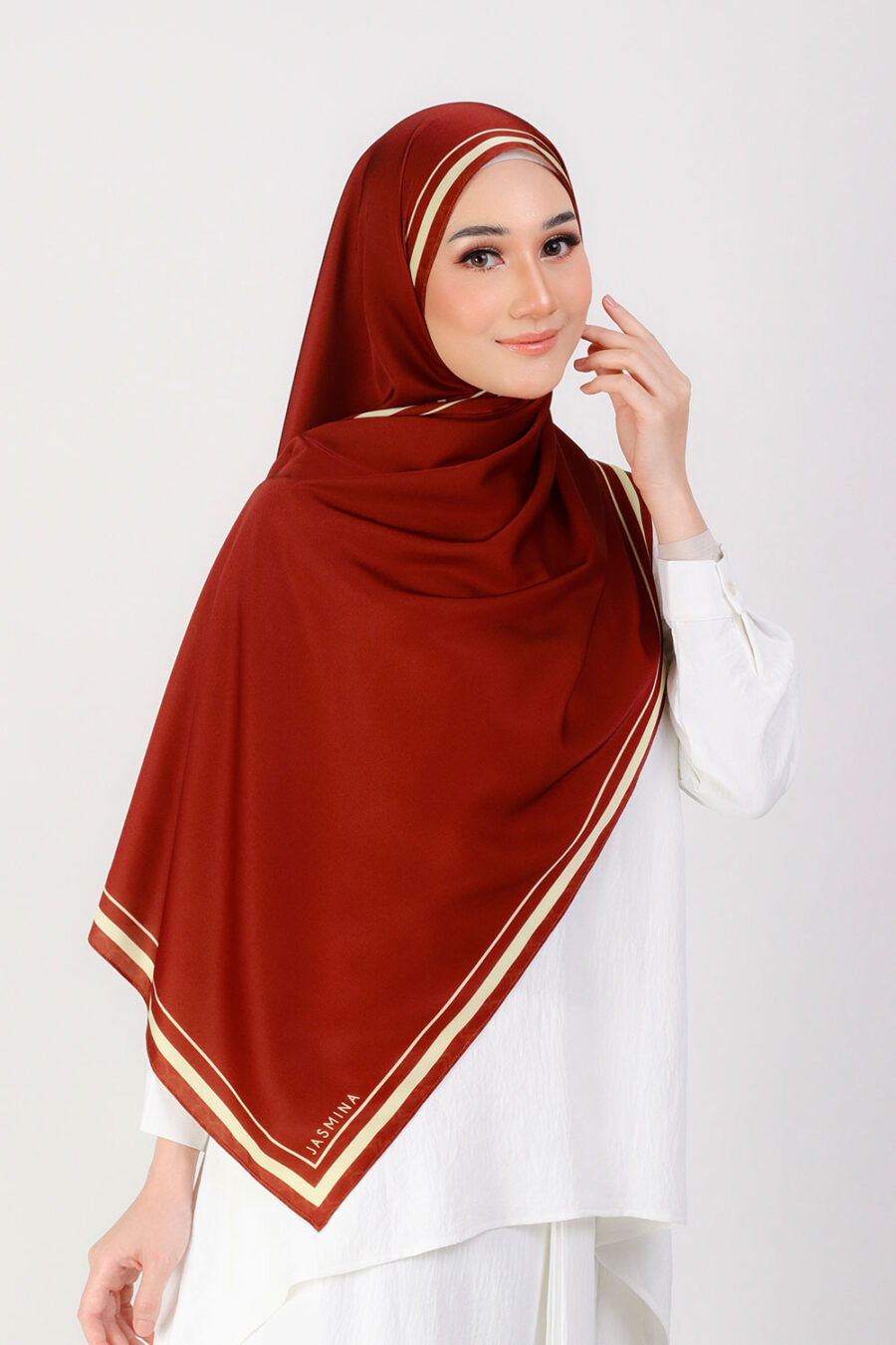 Zahra Printed Shawl Brick Red - Image 2