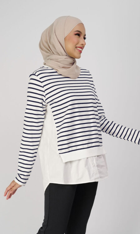 Krish Stripe Knit Top White