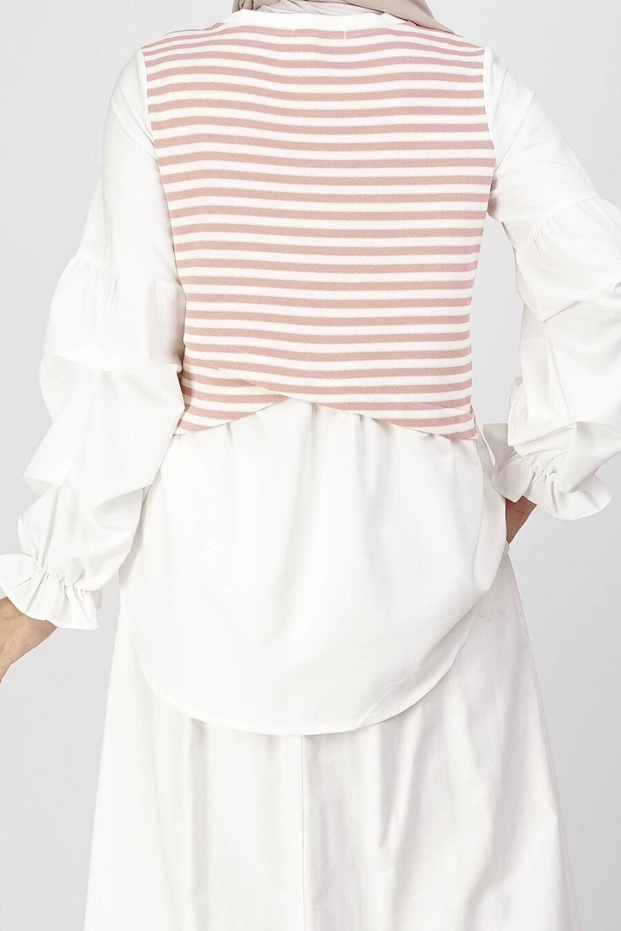 Yuqi Stripe Knit Blouse Pink - Image 3