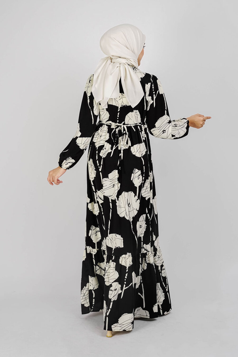 Imani Floral Printed Dress Black - Image 5