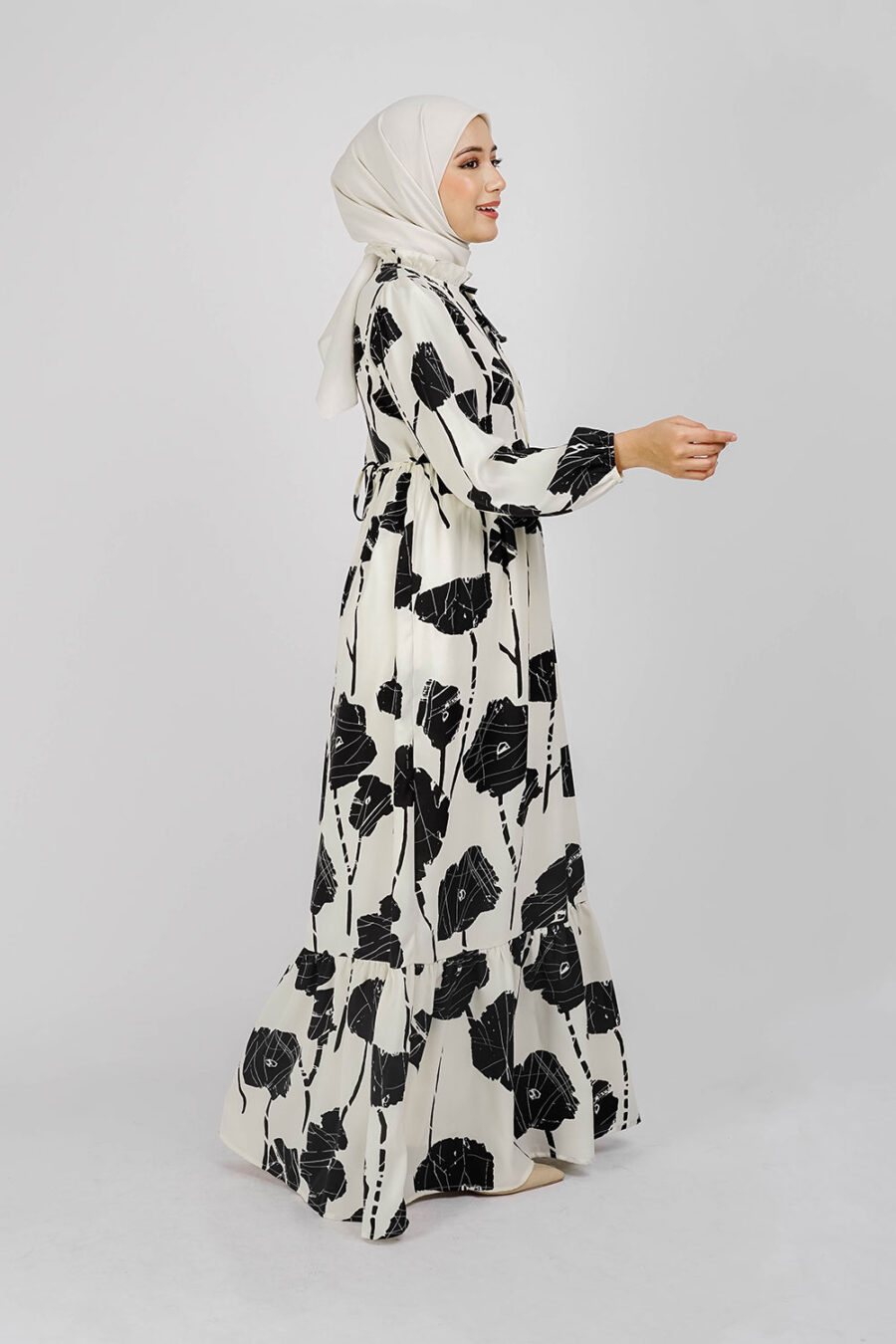 Imani Floral Printed Dress White - Image 5