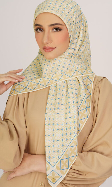Indira Chiffon Printed Square Yellow