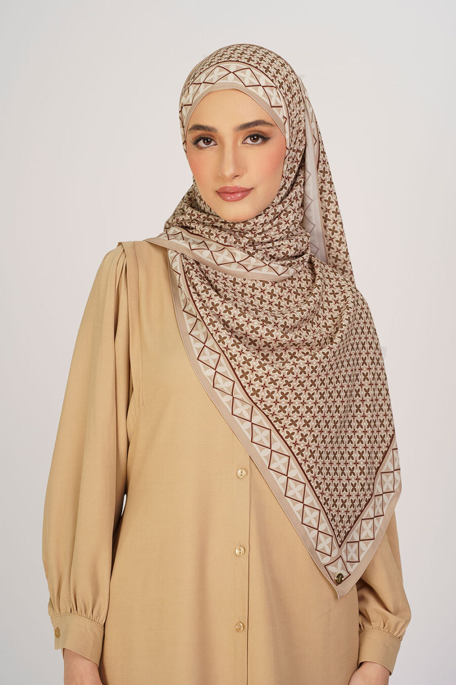 Indira Chiffon Printed Shawl Brown - Image 2