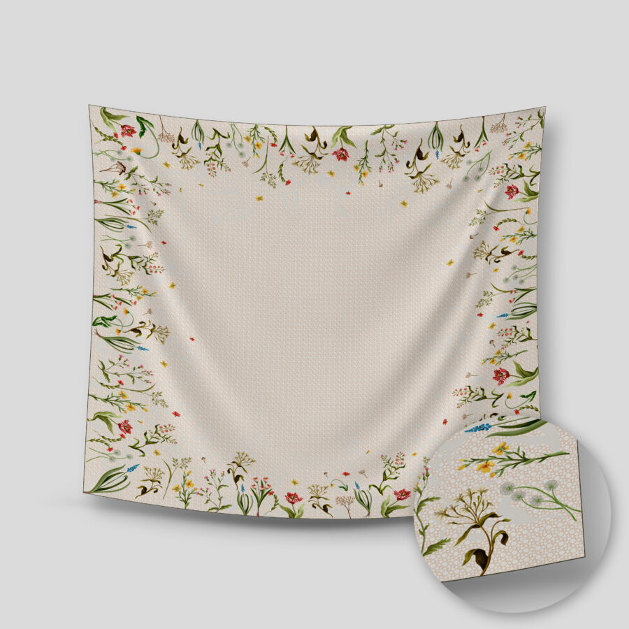 Mesha Chiffon Printed Square Cream - Image 4