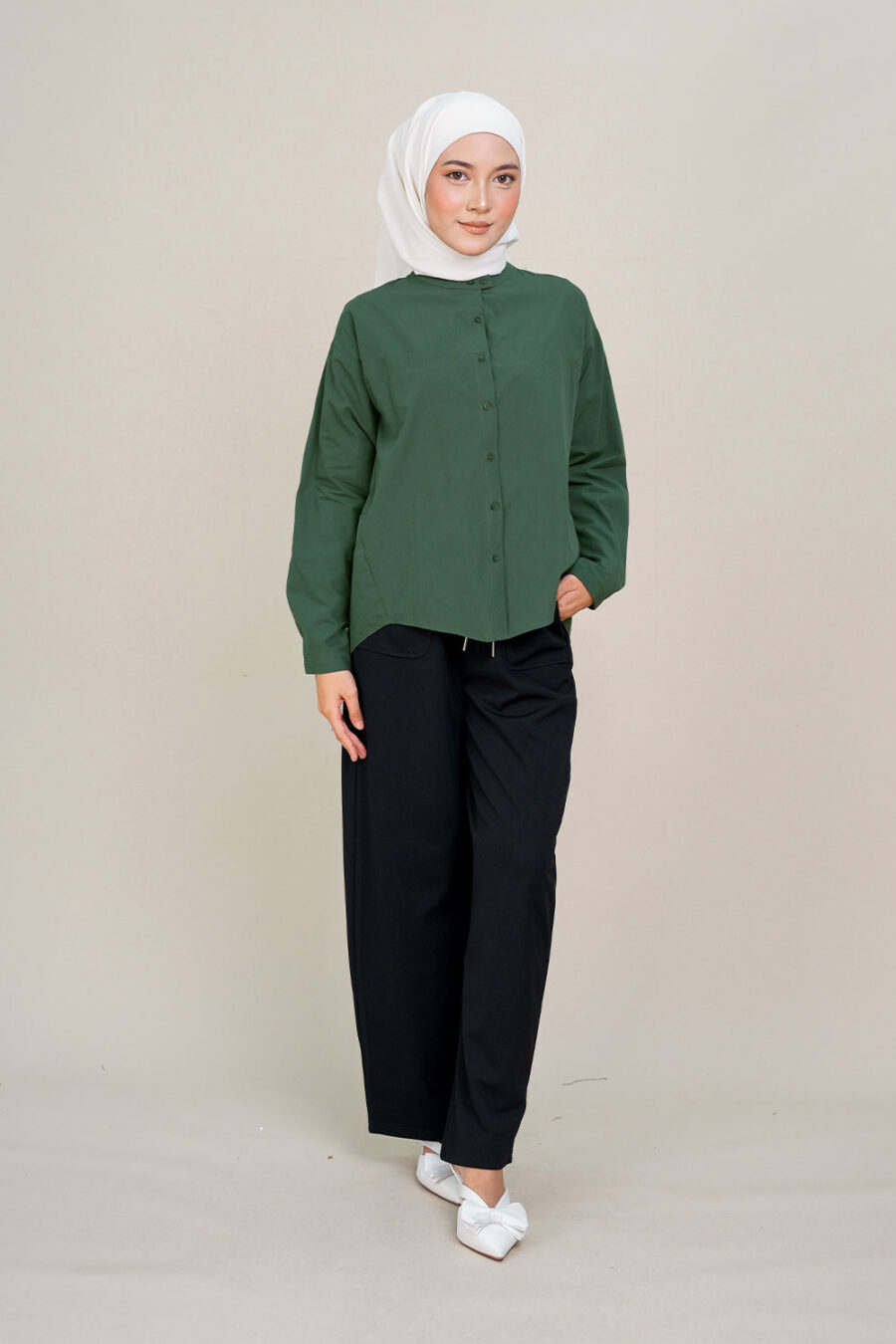 Rowan Plain Blouse Green - Image 3