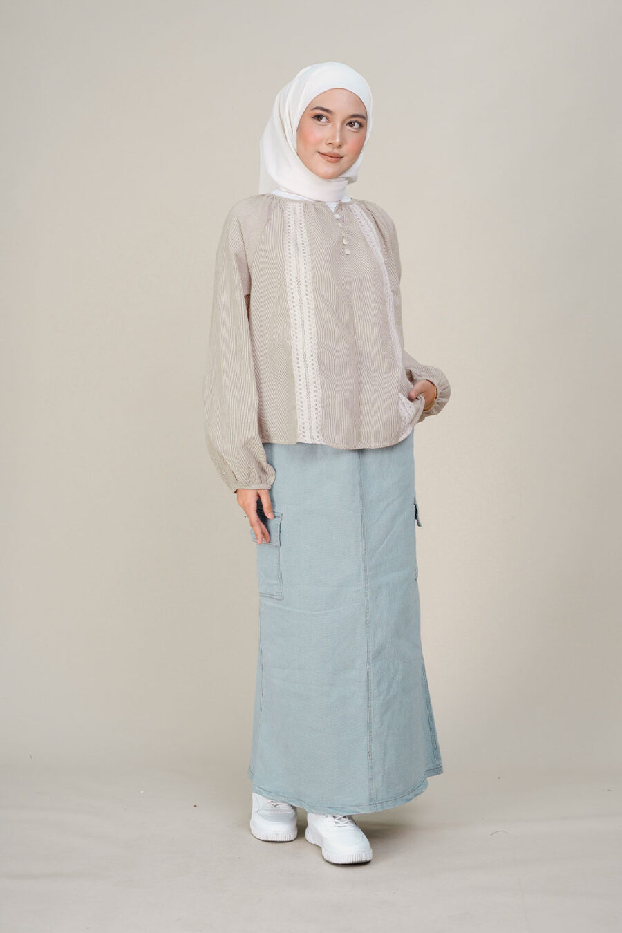 Tyler Denim Jeans Skirt Light Blue - Image 6