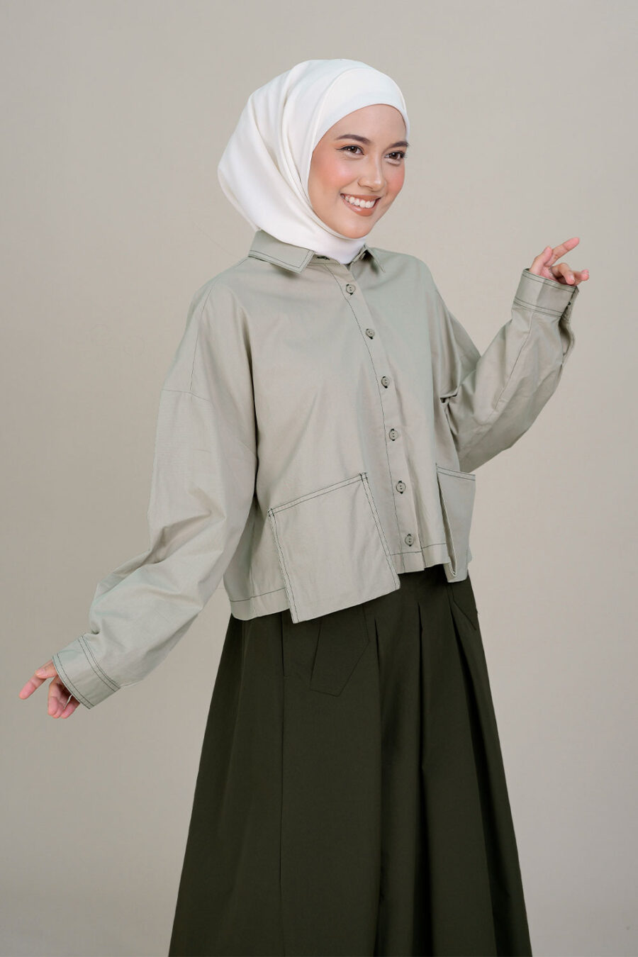 Farel Crop Top Grey Green