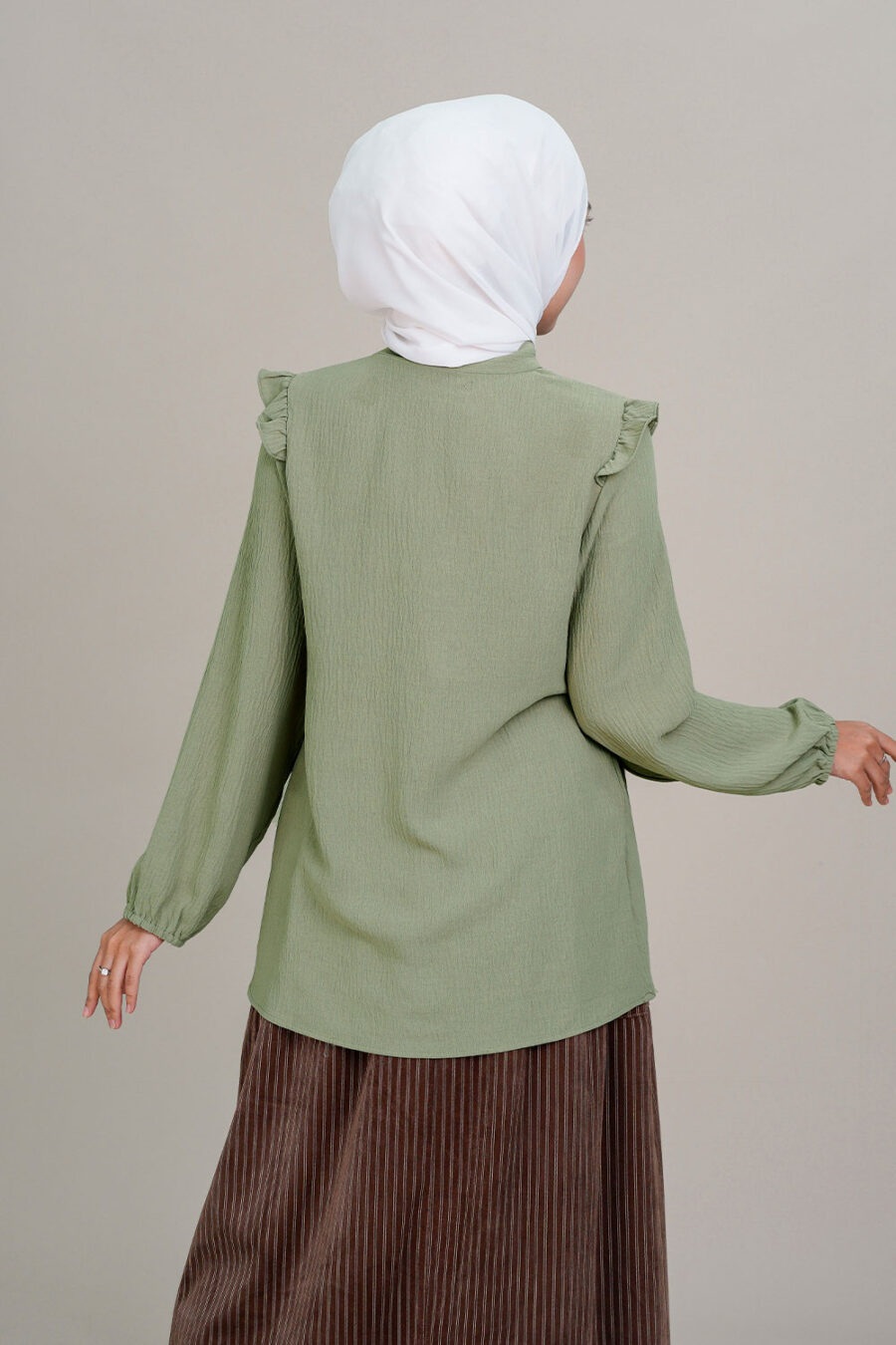 Nadia Ruffle Blouse Green - Image 5