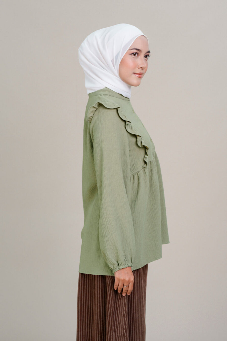 Nadia Ruffle Blouse Green - Image 4