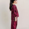 Evelyn Kids Kurung with Embroidery in Burgundy - Image 4