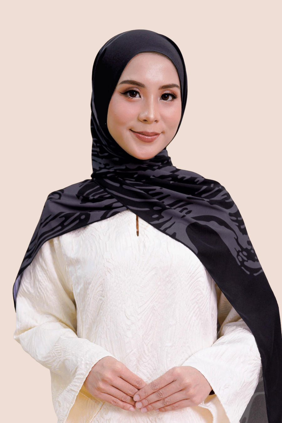 Nurani Chiffon Shawl Printed Black