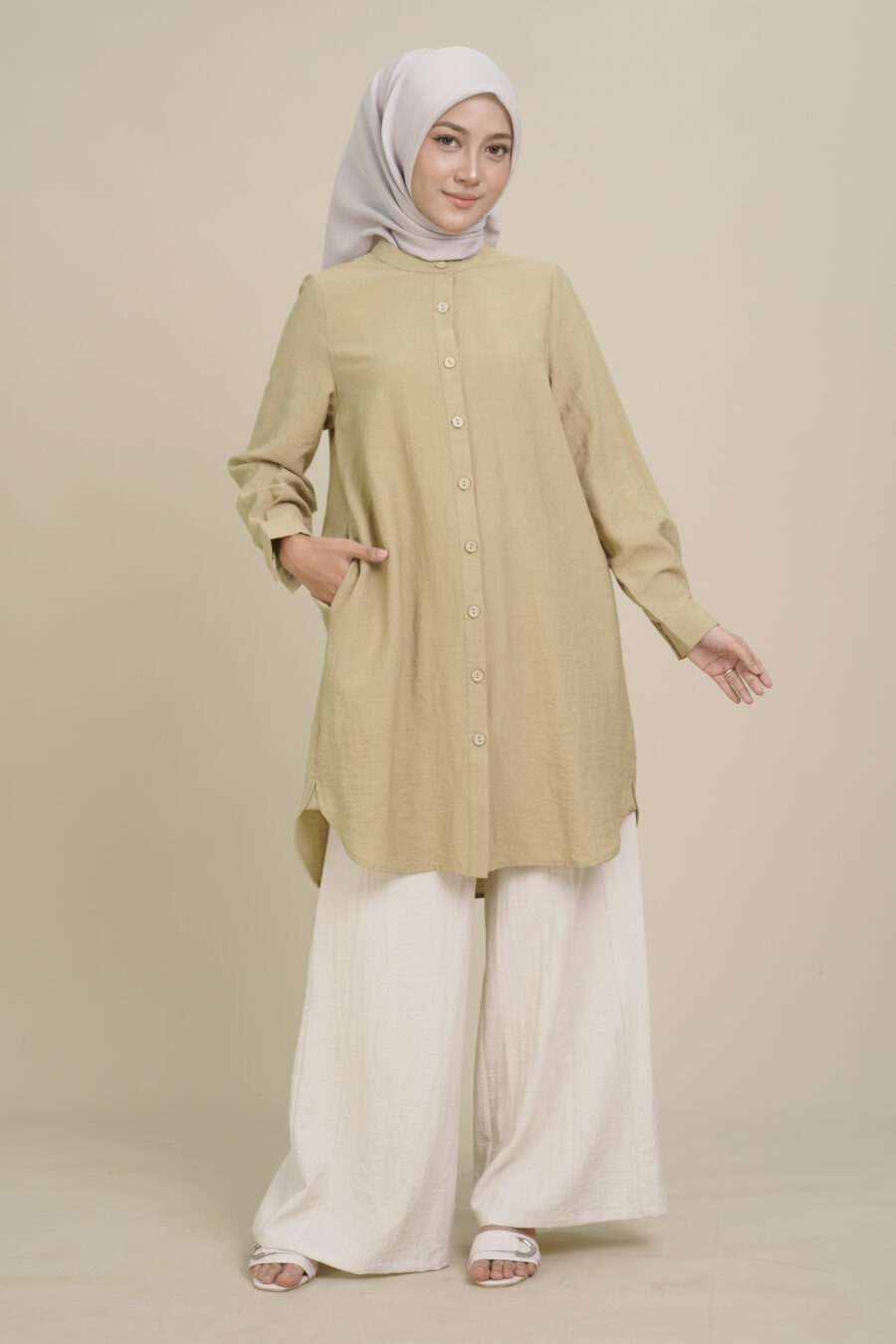 Boneta Long Blouse Khaki - Image 2